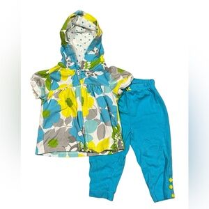 Carter’s Baby Girl 2-Piece Outfit 9 Months – Floral Hoodie & Teal Pants